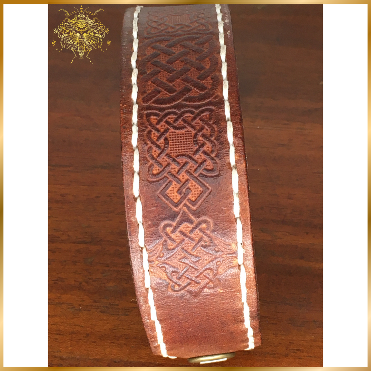 Stitched Celtic Knots Leather Cuff