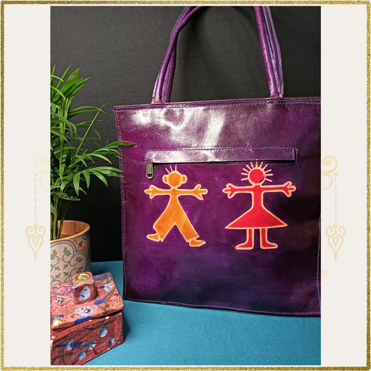 Square Stick Friends Handbag in Purple