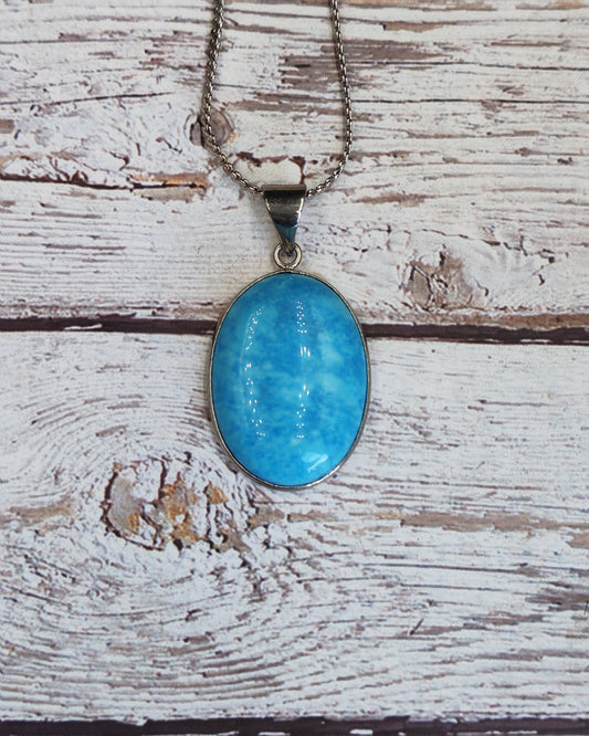 Blue Howlite Oval Cabochon Pendant