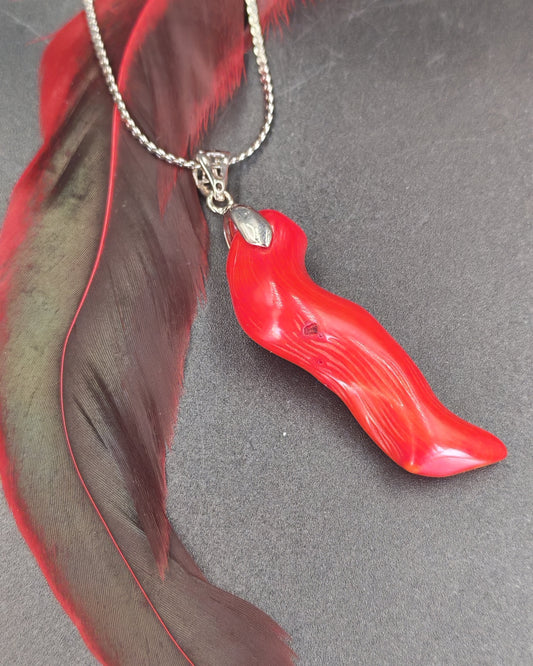Red Coral Finger Pendant II
