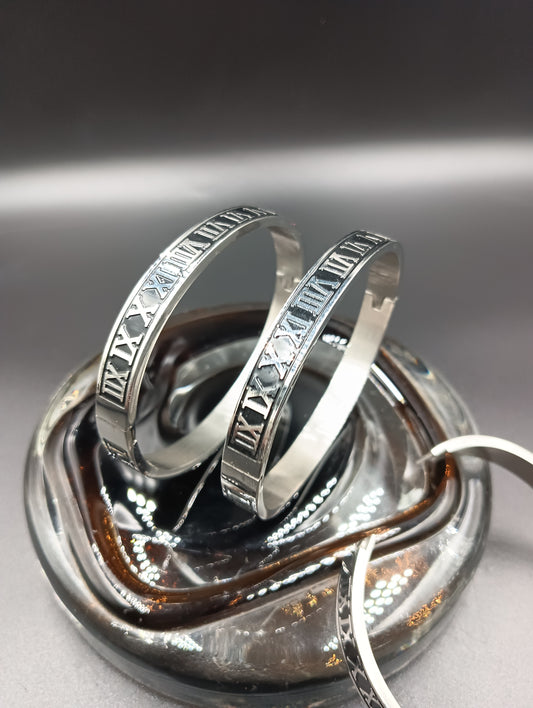 Sleek Roman Numeral Bangle