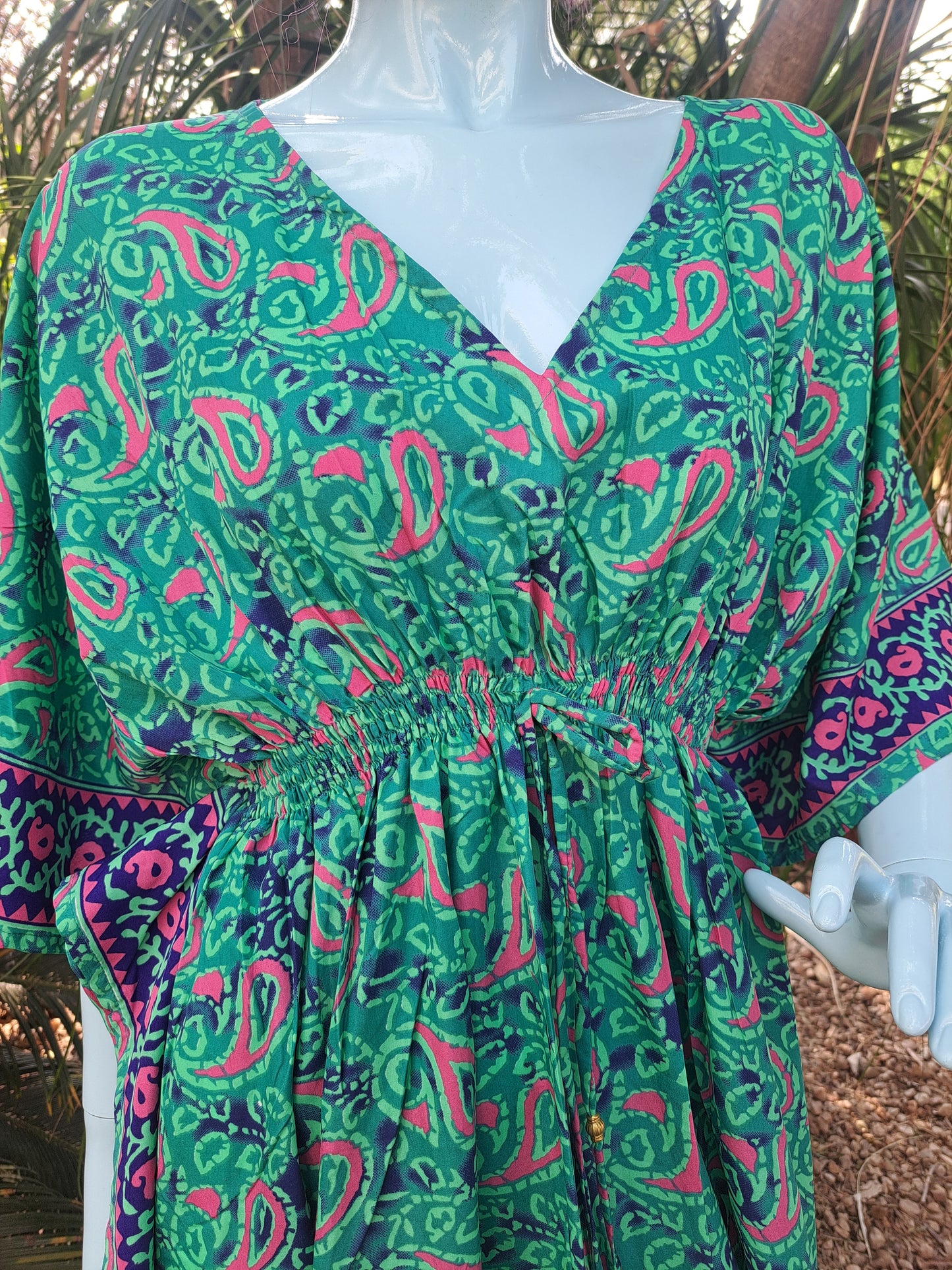 Turquoise Green Rouged Kaftan