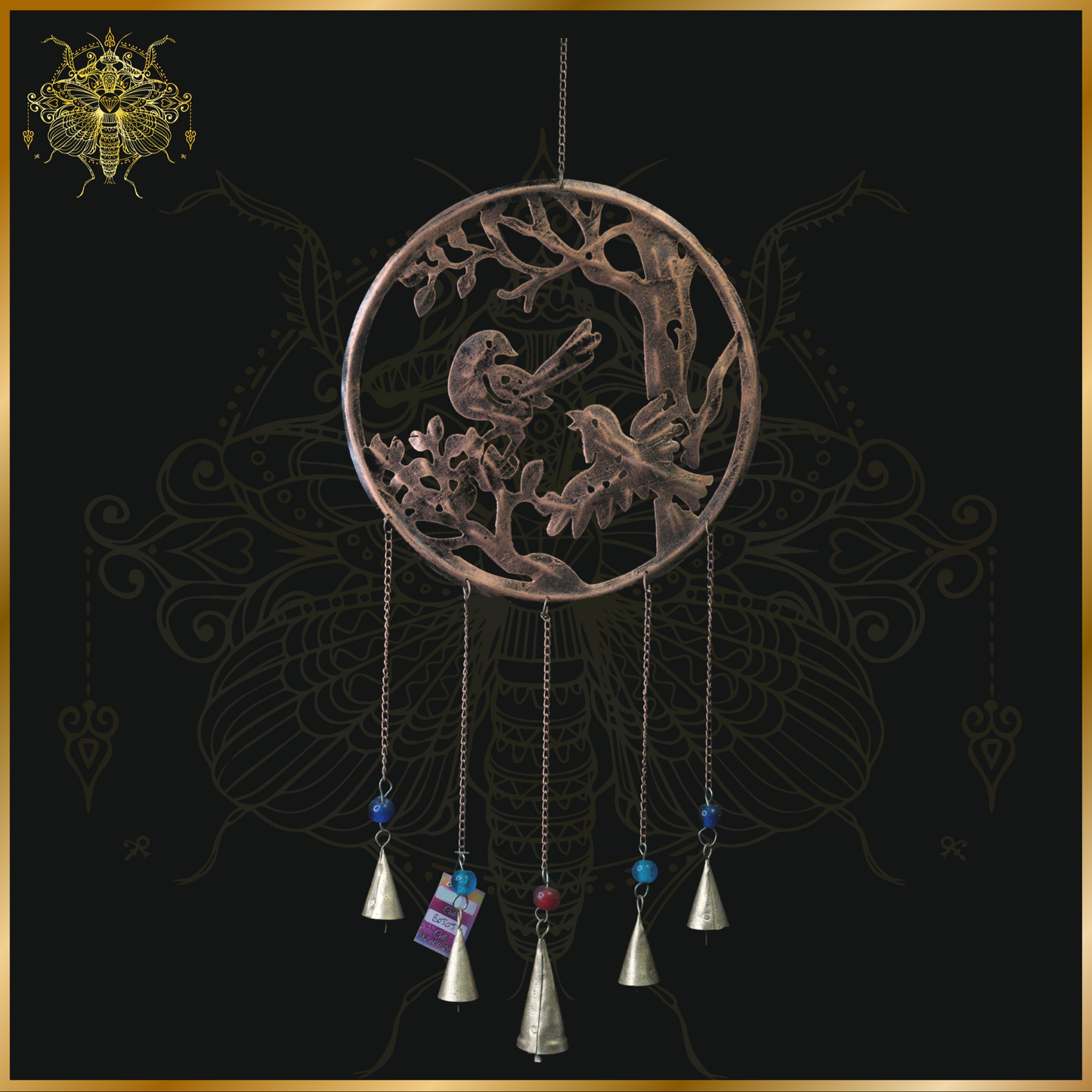 Love Birds in Tree Brass Hanging Bells