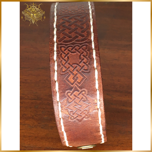 Stitched Celtic Knots Leather Cuff