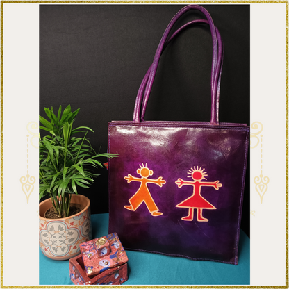 Square Stick Friends Handbag in Purple