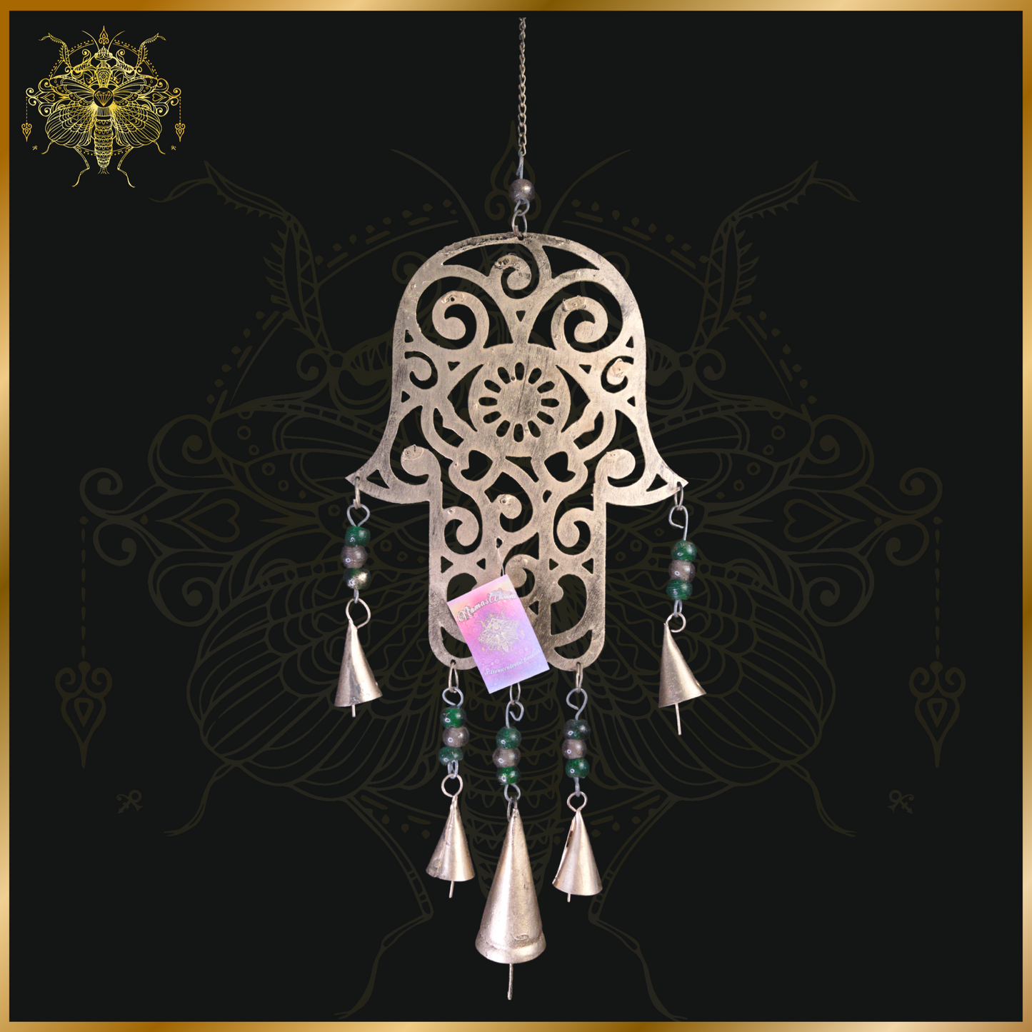 5 Bell Hamsa Brass Hanging Bells