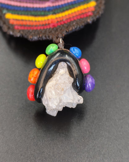 Macrame Chakra With Raw Quartz Necklace