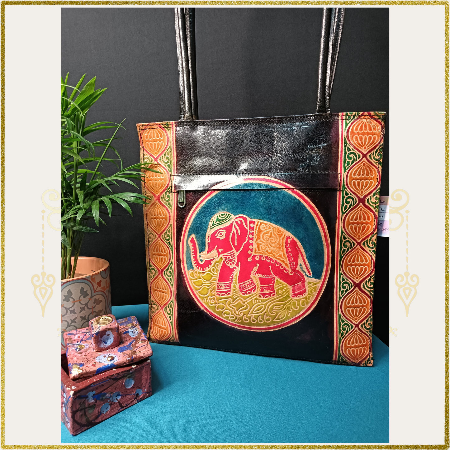 Elephant Embossed Leather Handbag