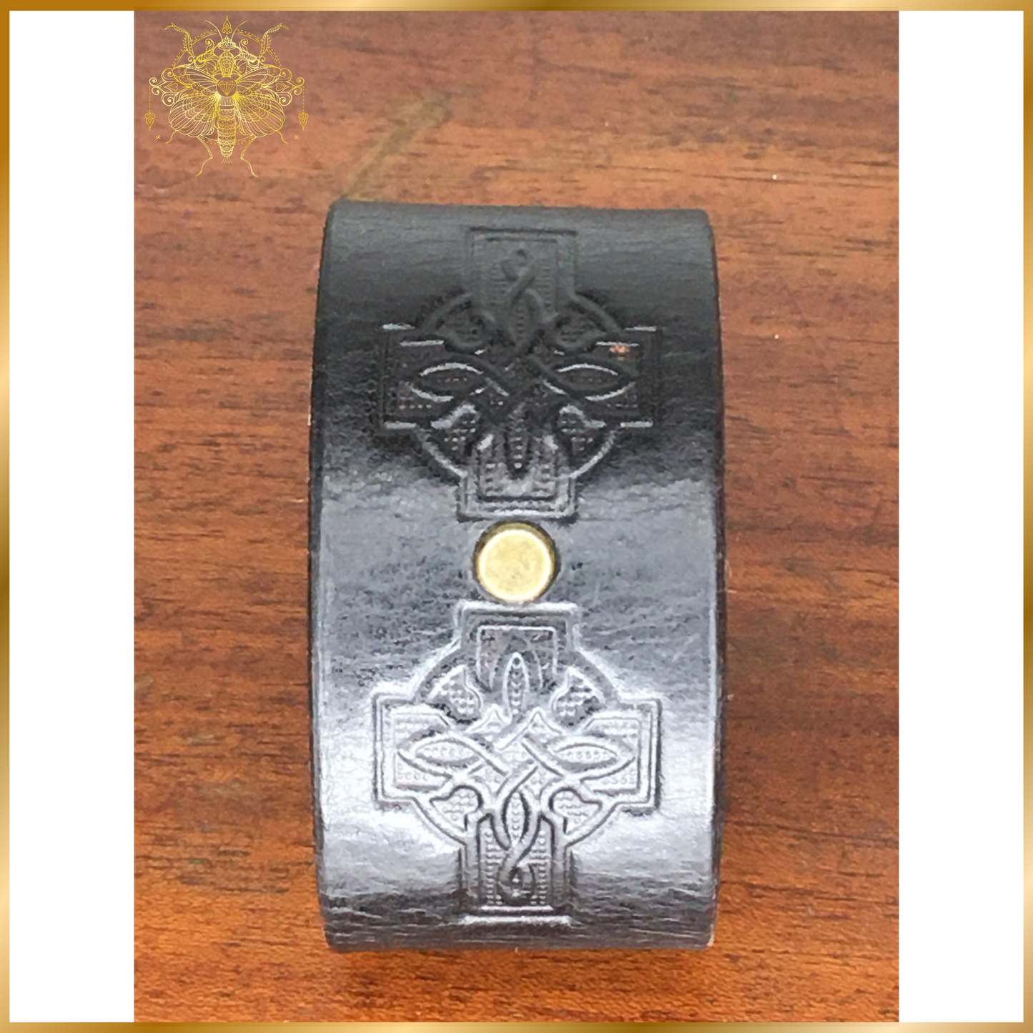Studded Cross Leather Cuff