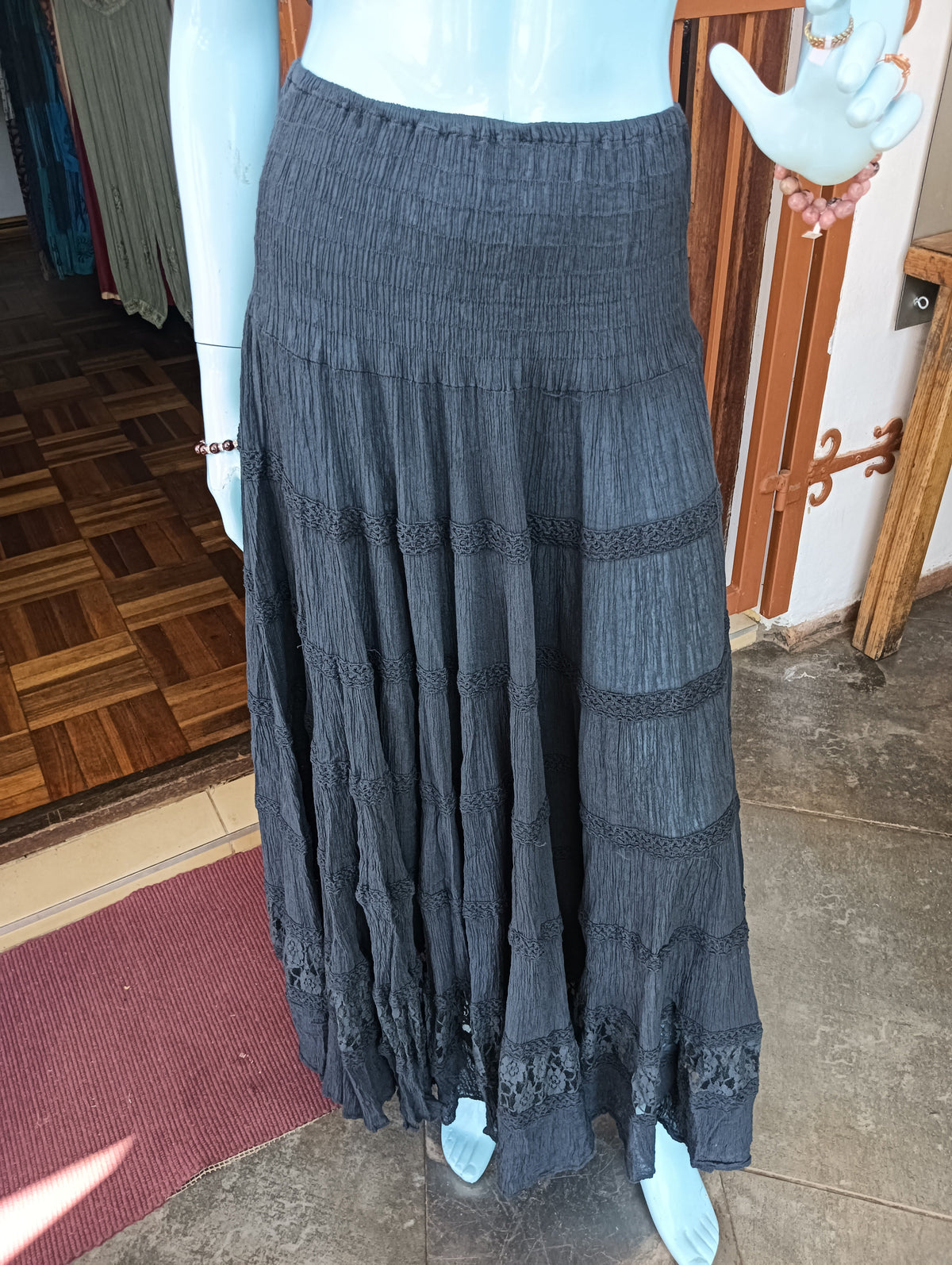 Midnight Flamenco Tiered Maxi Skirt - side view