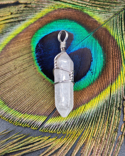 Clear Quartz Wire-Wrapped Hexagonal Point Pendant II