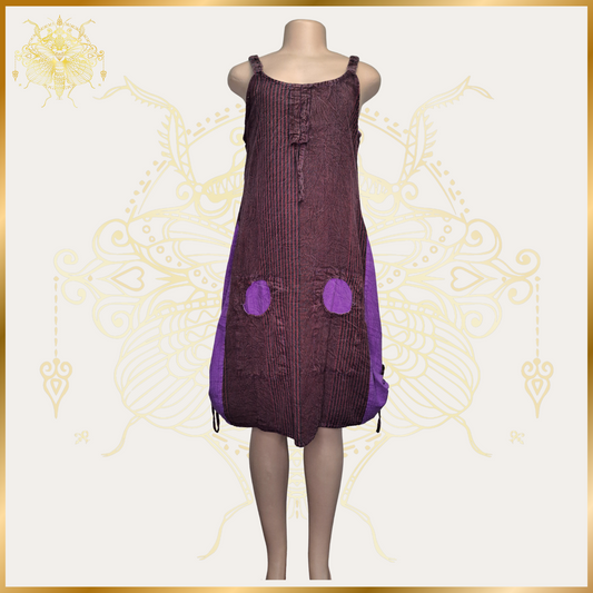Hippy Dress with Round Pocket in Purple