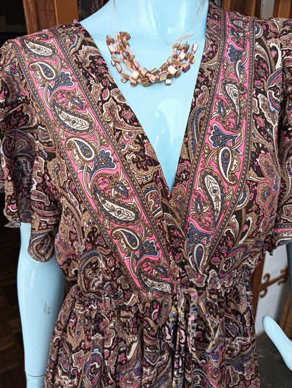 Paisley Soul Hi-Lo Dress - neckline and print detail close-up