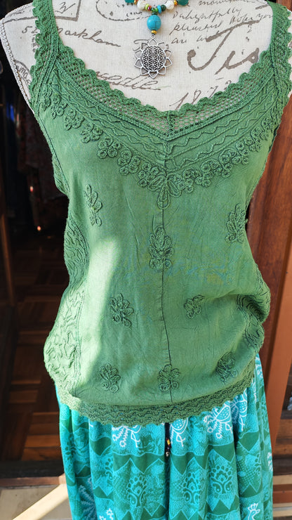 Embroidered Lace Cami Top
