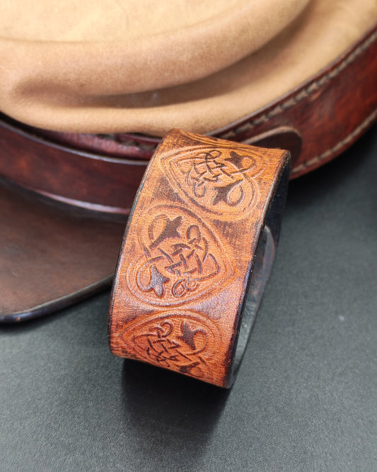 Celtic Hearts Leather Cuff