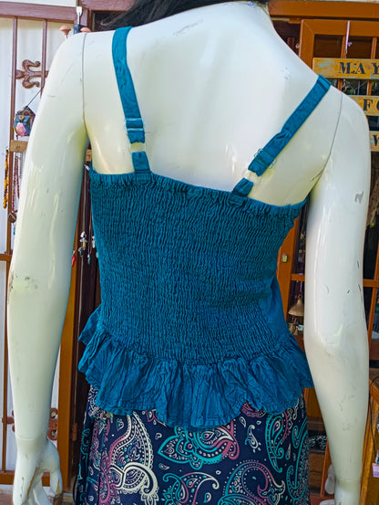 Embroidered Viscose Frill Cami Top