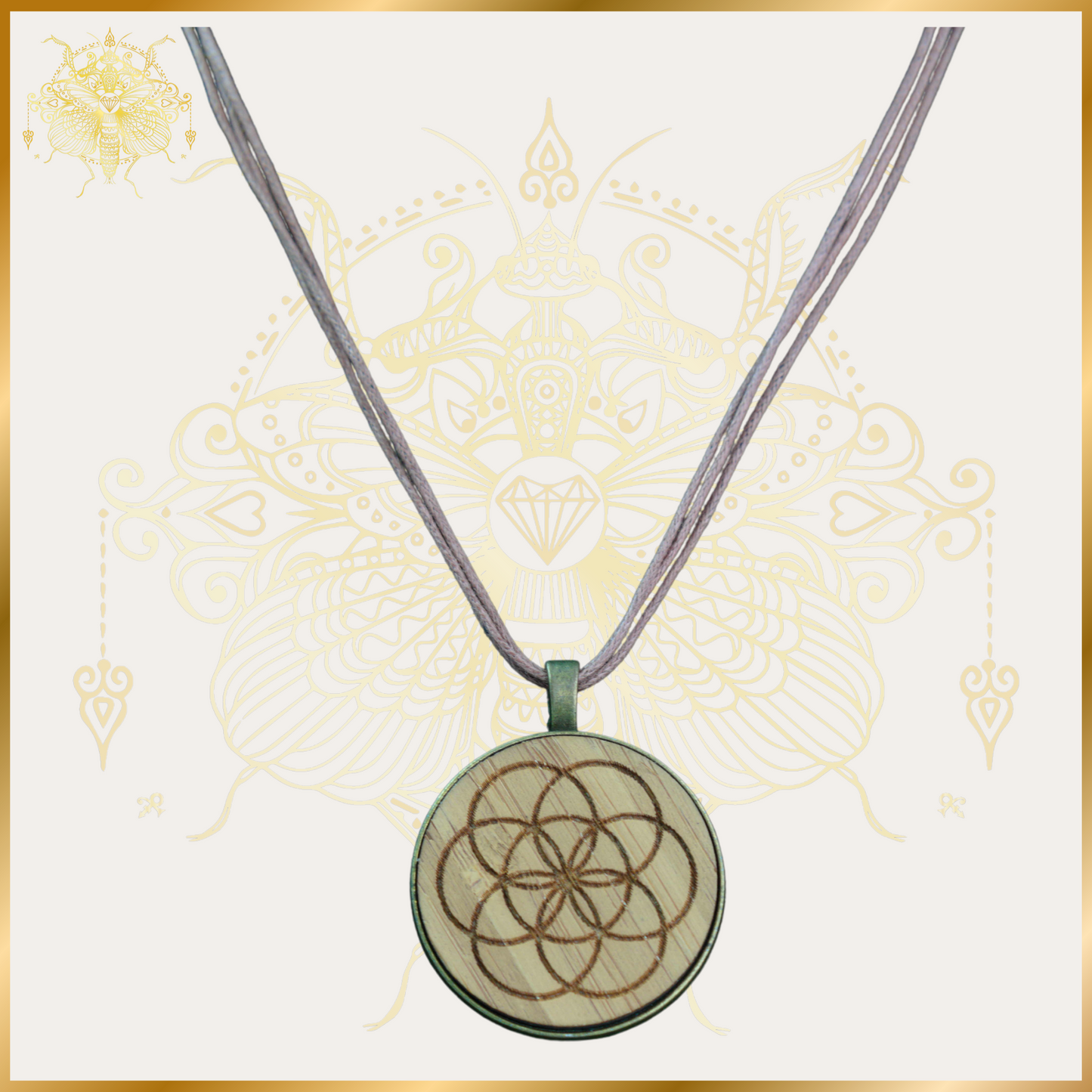 Flower Of Life Tripple Rope Chain (Black) Necklace