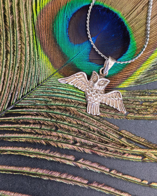 Silver Flying Owl Pendant
