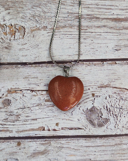 Natural Goldstone Heart Pendant (Large)