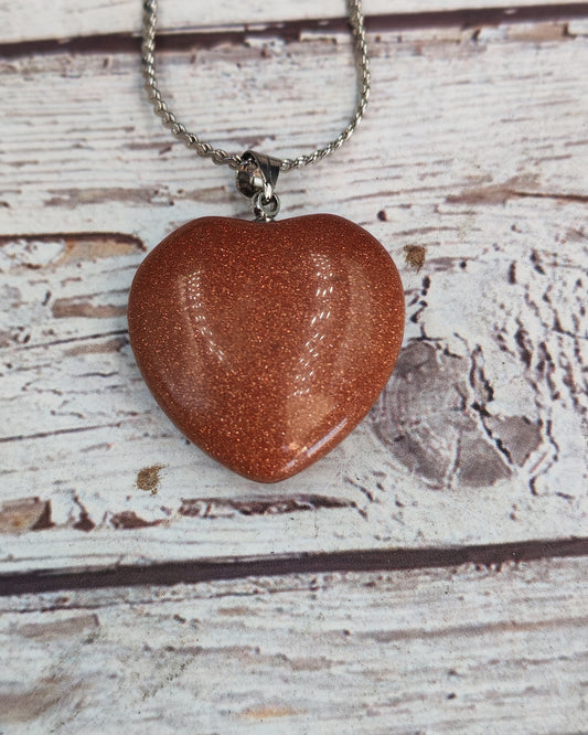 Natural Goldstone Heart Pendant (Large)