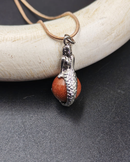 Natural Goldstone Bead Mermaid Pendant