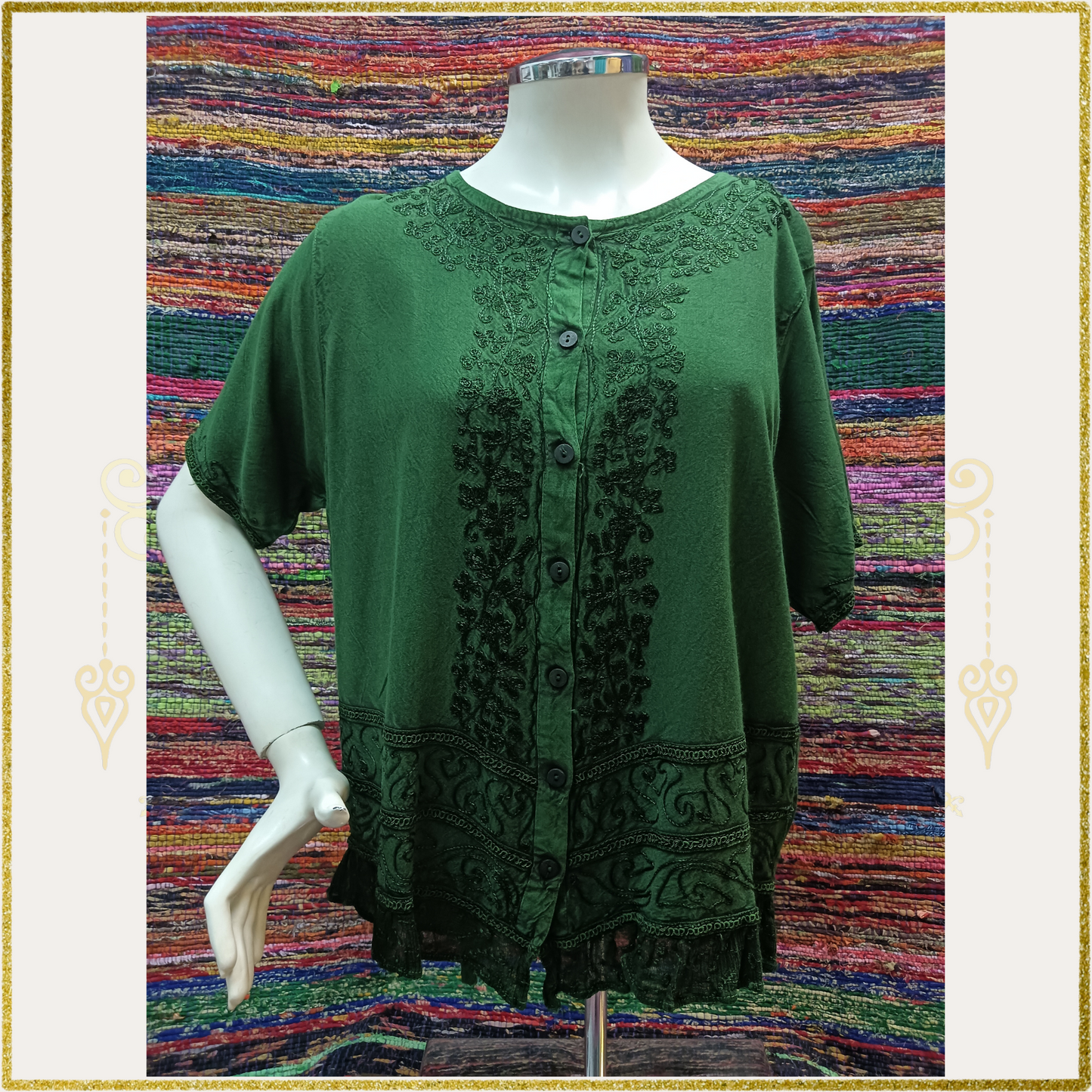 Deep Green Short Sleeve Blouse