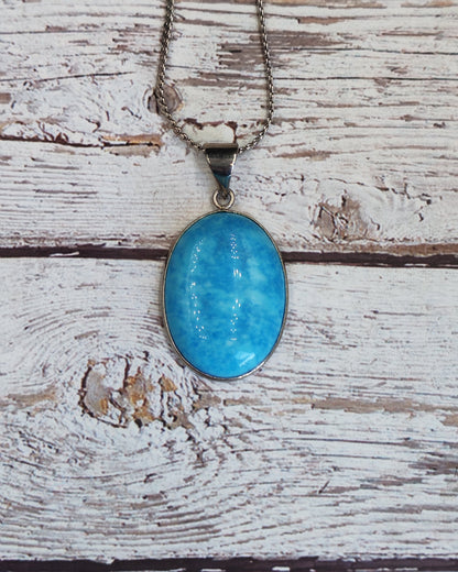 Blue Howlite Oval Cabochon Pendant