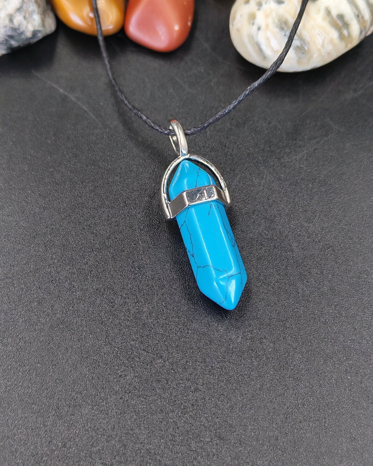 Blue Howlite Hexagonal Point Pendant