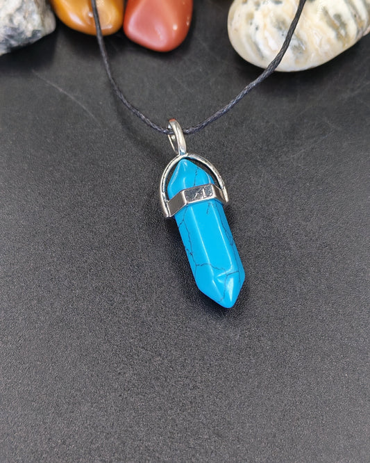 Blue Howlite Hexagonal Point Pendant