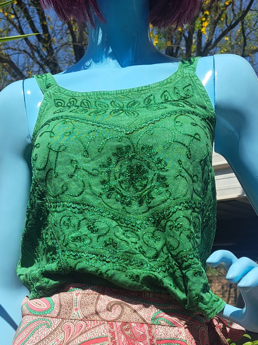 Emerald Embroidered Crop