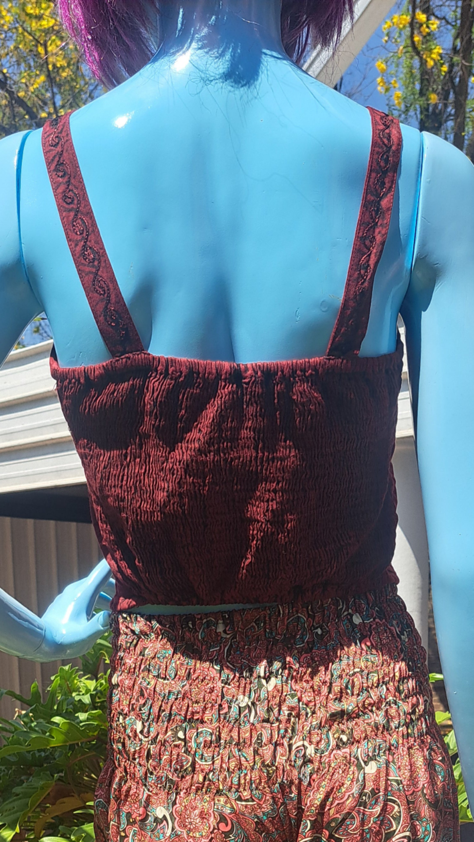 Deep Red Embroidered Crop