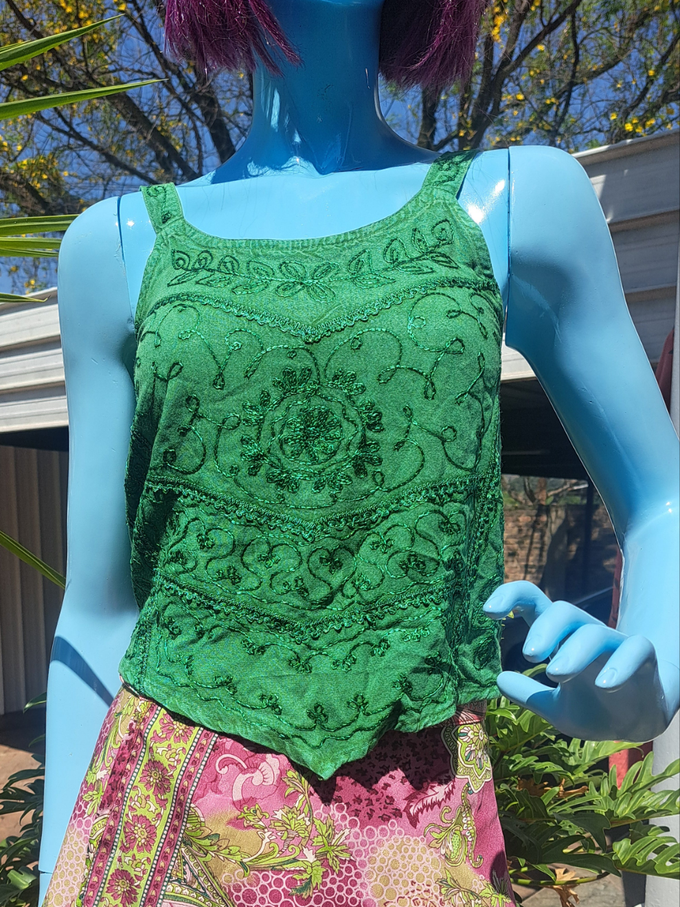 Emerald Embroidered Crop