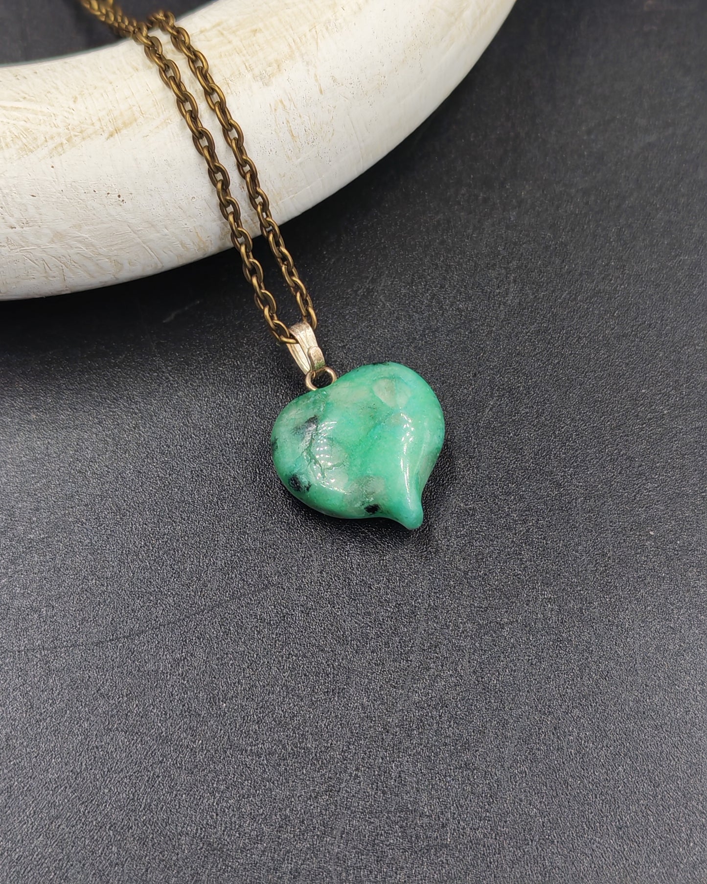 Natural Jadeite Heart Pendant