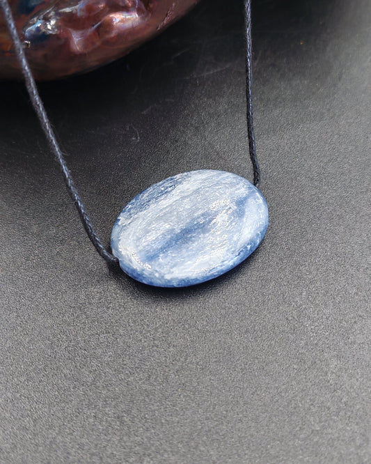 Blue Kyanite Oval Pendant on Cord