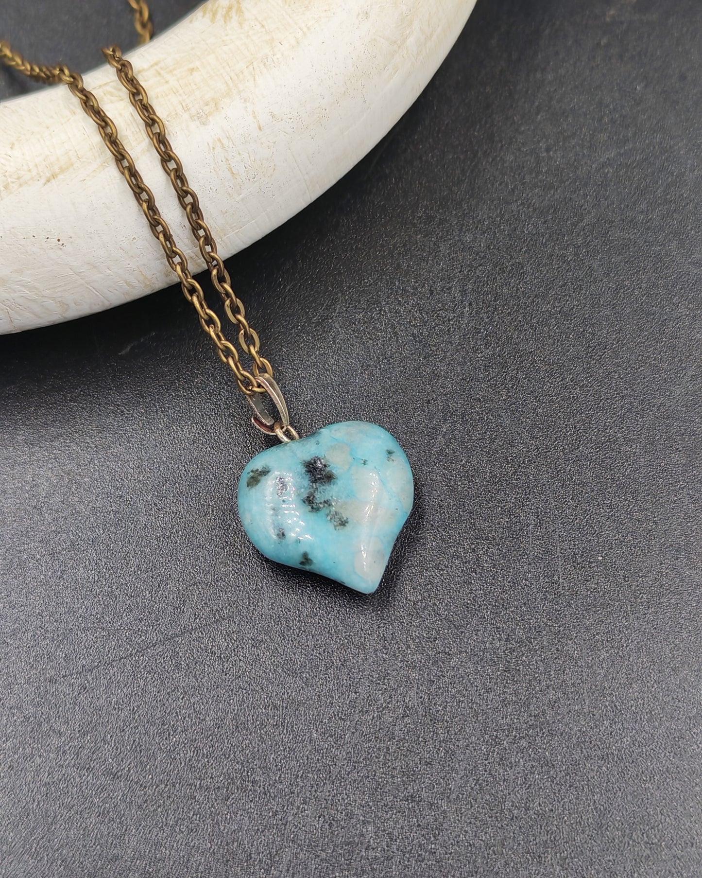 Natural Larimar Heart Pendant
