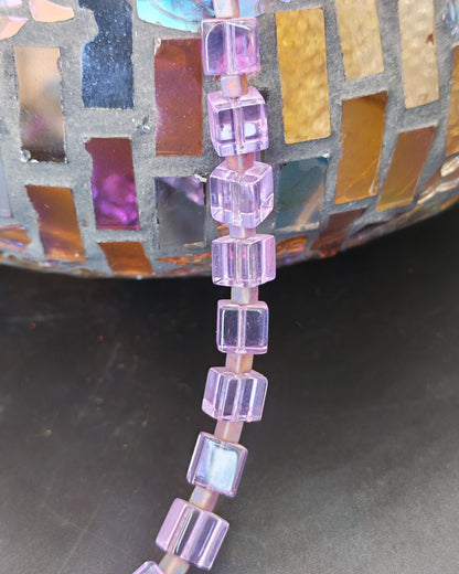Lilac Glass Cube Bead Necklace