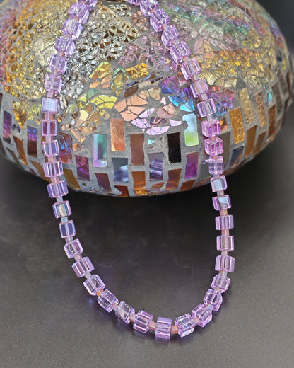 Lilac Glass Cube Bead Necklace