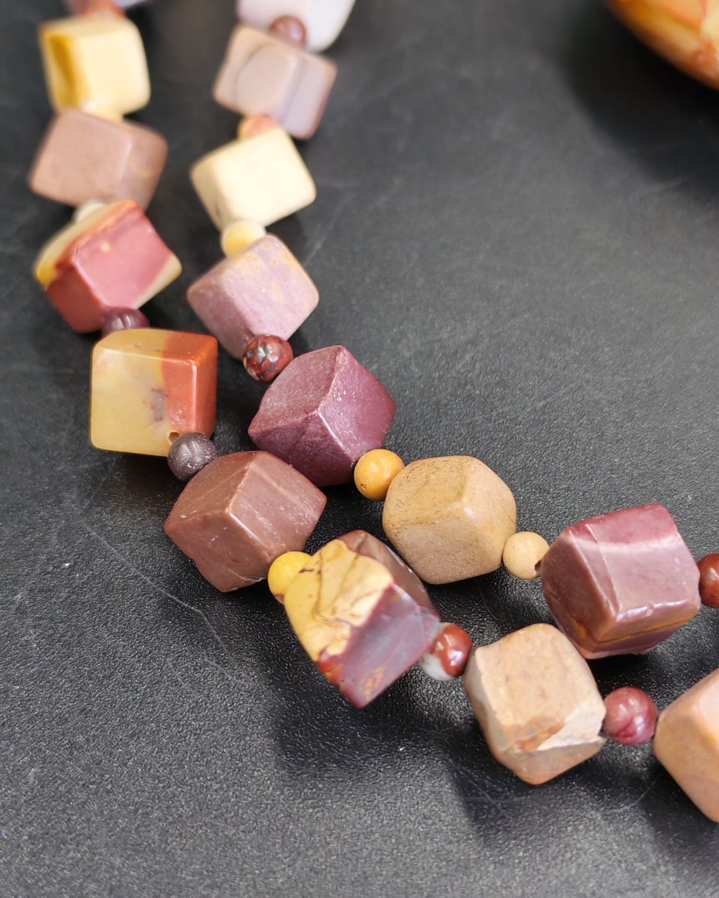 Mookaite Cube Bead Necklace