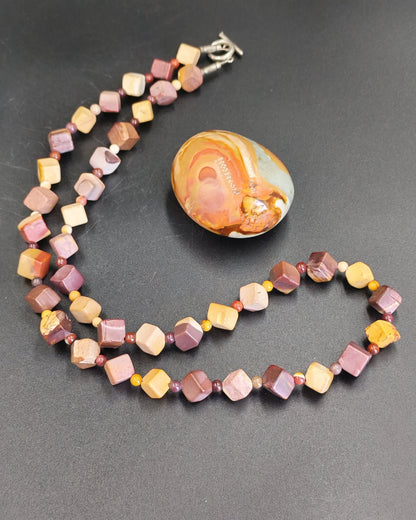 Mookaite Cube Bead Necklace