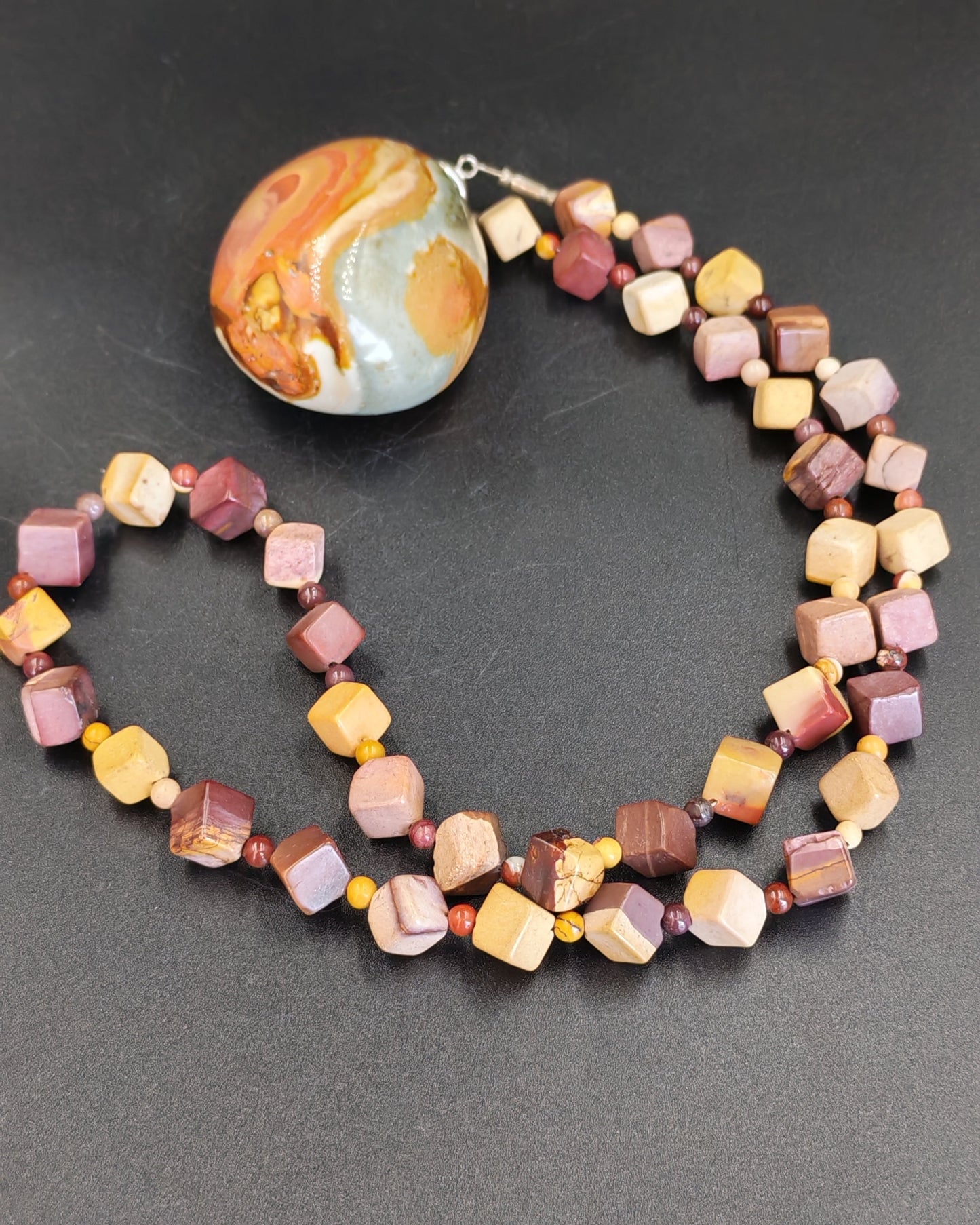 Mookaite Cube Bead Necklace
