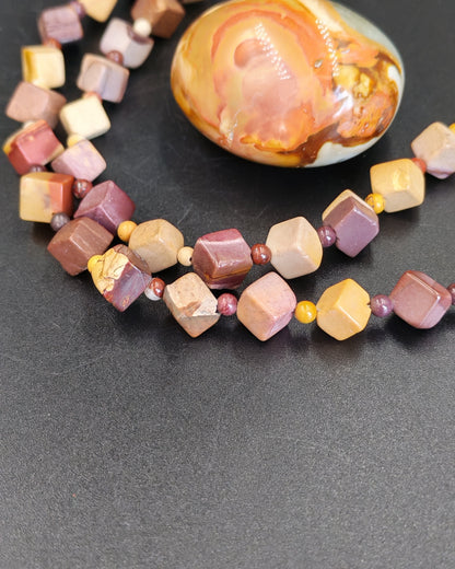 Mookaite Cube Bead Necklace