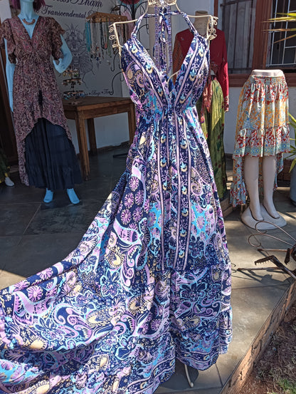 Magic Dress – front view showing deep V-neckline, elasticated waist and full flared skirt
