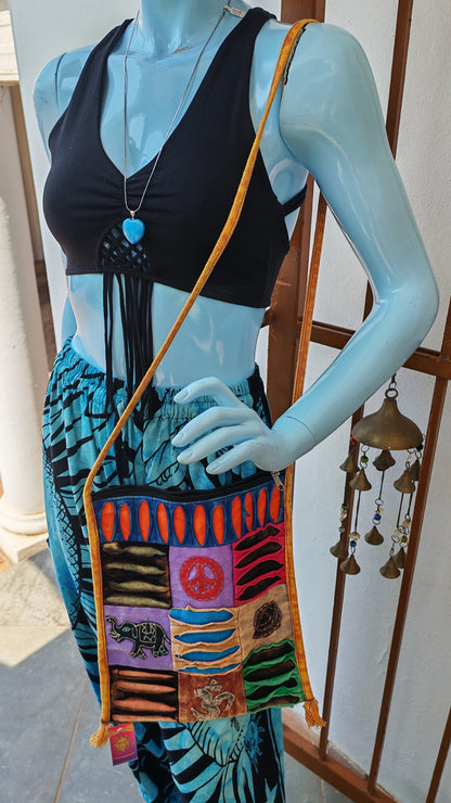 Nepalese Hemp Patchwork Sling Bag