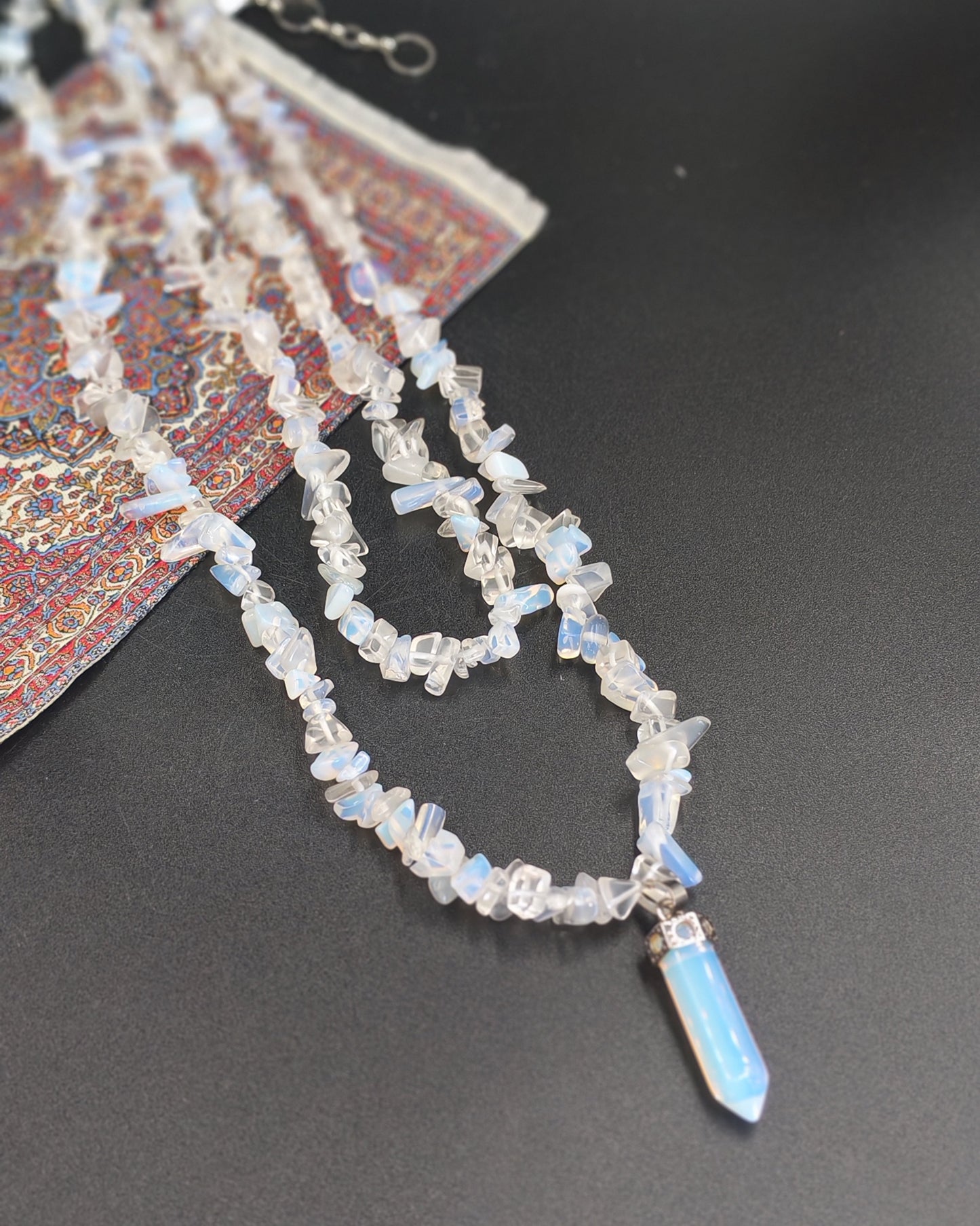 Opalite Hexagonal Point Pendant & Chip Necklace