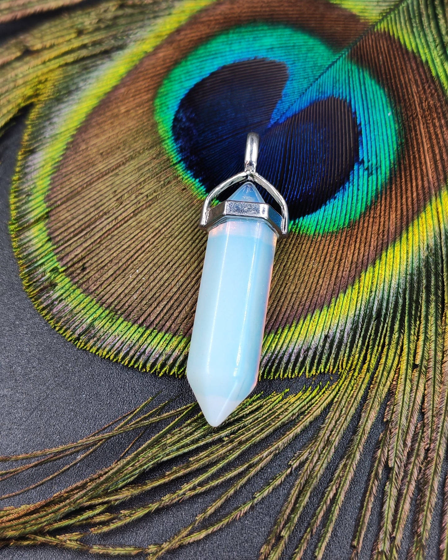 Opalite Hexagonal Point Pendant with Silver Bail