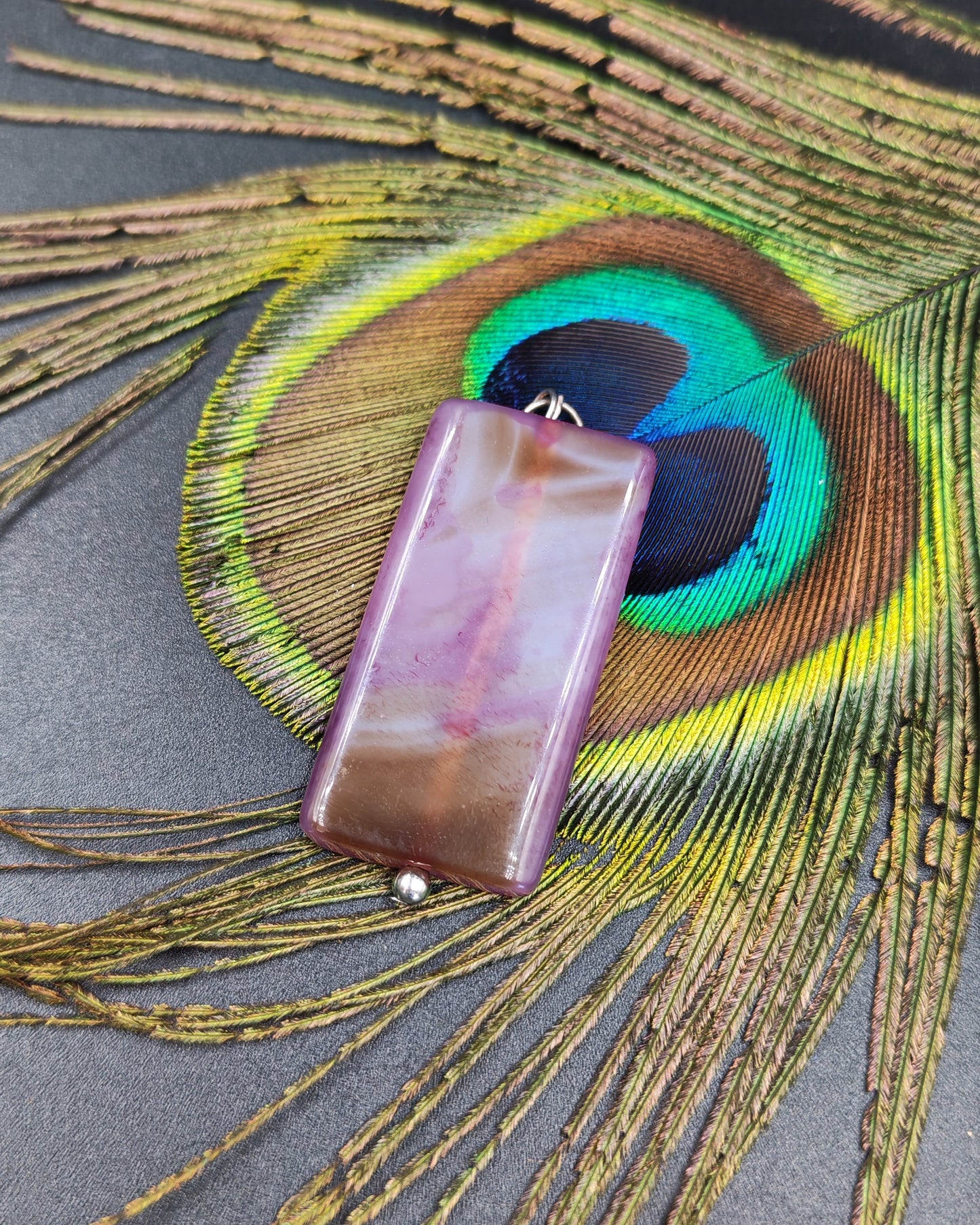 Purple Agate Rectangle Pendant