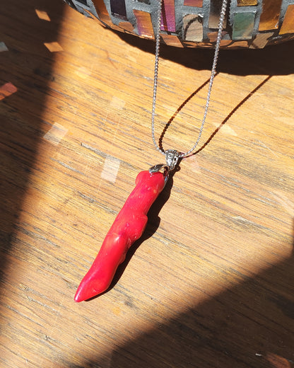 Natural Red Coral Finger Pendant