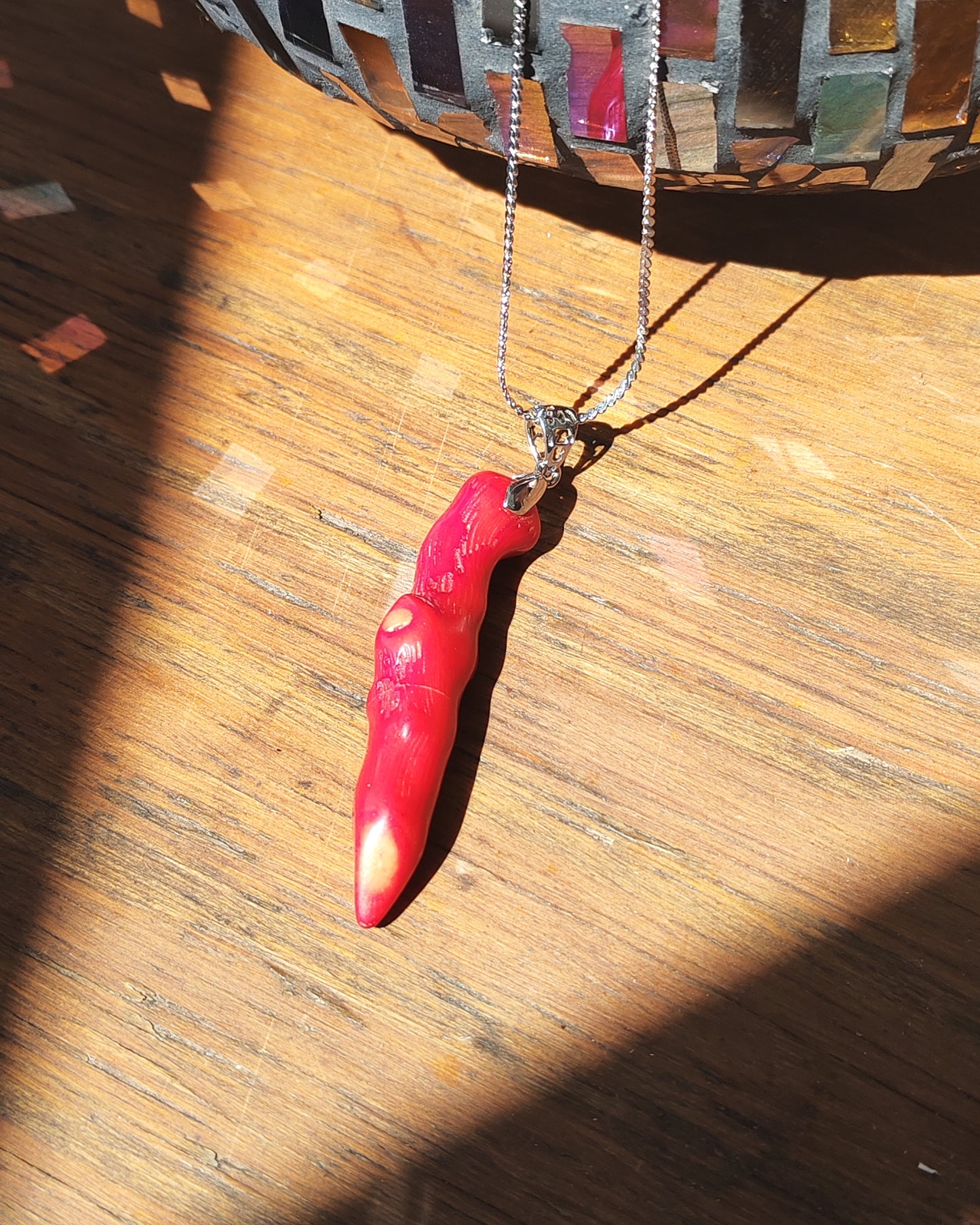 Natural Red Coral Finger Pendant
