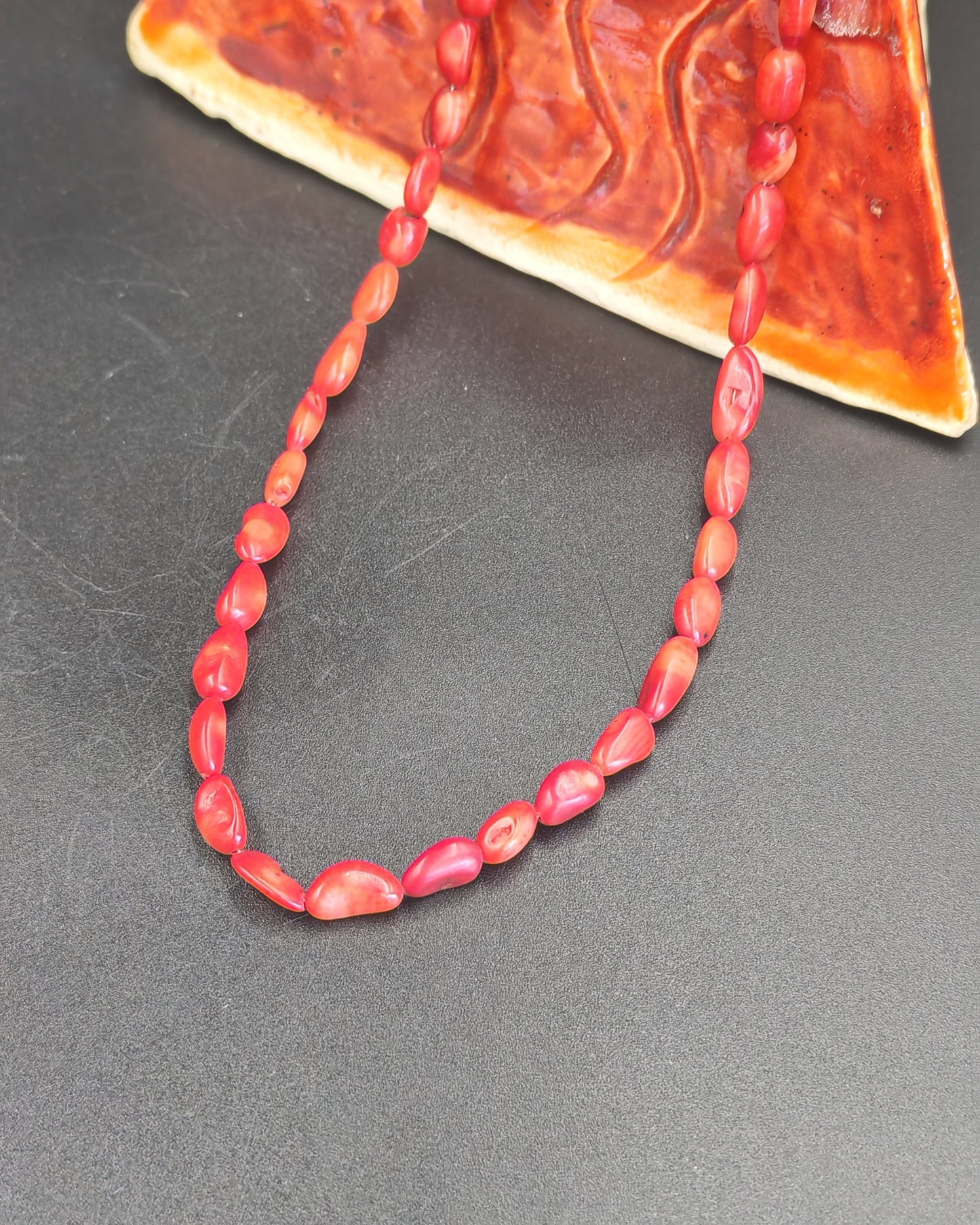 Red Coral Tumble Bead Necklace