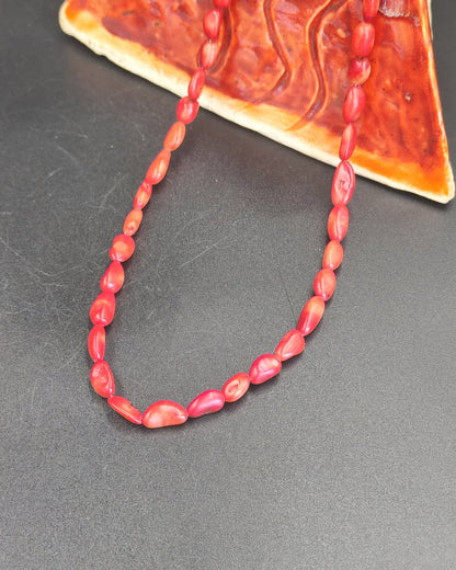 Red Coral Tumble Bead Necklace